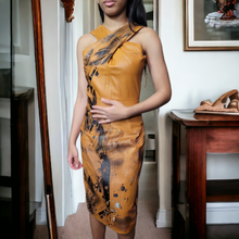 Load image into Gallery viewer, One of A Kind 90s Vintage Gucci Leather Dress Lucille Golden Vintage × Dig Ferreira Forged in Armor Hand Painted Leather Dress