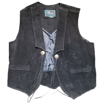 Load image into Gallery viewer, Vintage Black Boho Suede Fringe Leather Vest Echo Mountain Size XL