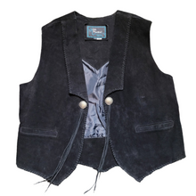 Load image into Gallery viewer, Vintage Black Boho Suede Fringe Leather Vest Echo Mountain Size XL