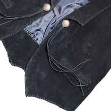Load image into Gallery viewer, Vintage Black Boho Suede Fringe Leather Vest Echo Mountain Size XL
