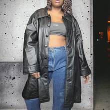 Load image into Gallery viewer, 2000s Black Leather Swing Jacket Silhouettes Size 2X
