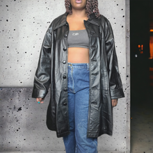 Load image into Gallery viewer, 2000s Black Leather Swing Jacket Silhouettes Size 2X