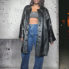 Load image into Gallery viewer, 2000s Black Leather Swing Jacket Silhouettes Size 2X