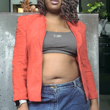 Load image into Gallery viewer, Vintage Red Suede Leather Jacket Assemblage 90s Minimalist Vintage