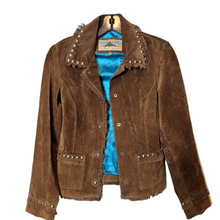 Load image into Gallery viewer, Vintage Suede Leather Cow Girl Jacket 1990s Saguaro West Size S
