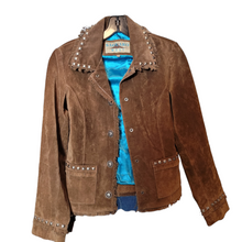 Load image into Gallery viewer, Vintage Suede Leather Cow Girl Jacket 1990s Saguaro West Size S