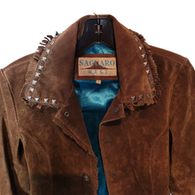 Load image into Gallery viewer, Vintage Suede Leather Cow Girl Jacket 1990s Saguaro West Size S