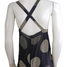 Load image into Gallery viewer, 1970s Vintage Summer Dress Scali Silk Halter Navy Graphic Polka Dot Maxi Dress Made in France Size S