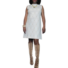 Load image into Gallery viewer, 1960s Vintage Mod Shift A Line Dress Cream/Tan Size L