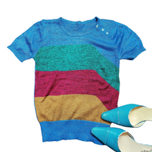 Load image into Gallery viewer, 1970s Vintage Lurex Stripe Matellic Sweater Size S