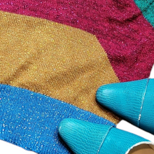 Load image into Gallery viewer, 1970s Vintage Lurex Stripe Matellic Sweater Size S