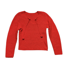 Load image into Gallery viewer, 1960s Vintage Hand Made Crochet Red Knit Sweater, Keyhole Size M