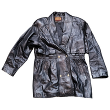 Load image into Gallery viewer, Vintage 1980s Black Leather Jacket G & M Studios Leather Jacket Size L