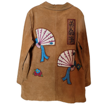 Load image into Gallery viewer, Vintage 1990s Suede Leather Embroidered Jacket Impressions by Rem Garson Size L