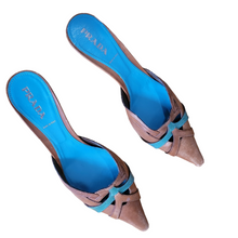 Load image into Gallery viewer, 90s Vintage Prada Pointy Toe Kitten Heel Mules Size 38.5