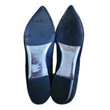 Load image into Gallery viewer, Andrea Carrano Crystal Adorned Black Suede Pointy Toe Ballerina Shop Lucille Golden Vintage