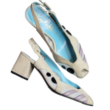 Load image into Gallery viewer, Thierry Rabotin Slingback Block Peeptoe Mesh Leather Pumps Size 37