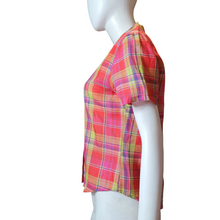 Load image into Gallery viewer, 90s Vintage Pink Madras Silk and Linen Shirt Size S