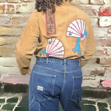 Load image into Gallery viewer, Vintage 1990s Suede Leather Embroidered Jacket Impressions by Rem Garson Size L Music Festival Lucille Golden Vintage Brooklyn Vintage Shop By Appointments Virtual Vintage Shop