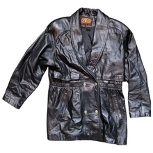 Load image into Gallery viewer, Vintage 1980s Black Leather Jacket G & M Studios Leather Jacket Size L