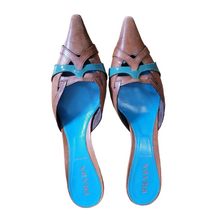 Load image into Gallery viewer, 90s Vintage Prada Pointy Toe Kitten Heel Mules Size 38.5