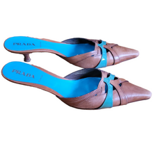 Load image into Gallery viewer, 90s Vintage Prada Pointy Toe Kitten Heel Mules Size 38.5