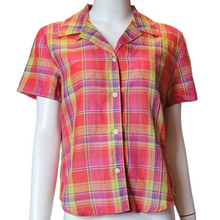 Load image into Gallery viewer, 90s Vintage Pink Madras Silk and Linen Shirt Size S