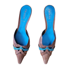 Load image into Gallery viewer, 90s Vintage Prada Pointy Toe Kitten Heel Mules Size 38.5
