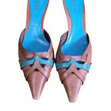 Load image into Gallery viewer, 90s Vintage Prada Pointy Toe Kitten Heel Mules Size 38.5