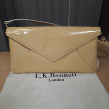 Load image into Gallery viewer, L.K. Bennett "Leola"  Patent Leather Convertable Shoulder Bag/ Clutch Tan