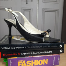 Load image into Gallery viewer, St. John Open Toe Heels Black and White Shoes Size 7 1/2