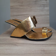 Load image into Gallery viewer, United Nude Gold Porn Toe Heels Size 36