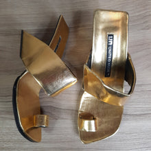 Load image into Gallery viewer, United Nude Gold Porn Toe Heels Size 36