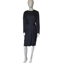 Load image into Gallery viewer, Vintage - Polka Dot- Silk - Dresses - Navy Blue