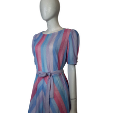Load image into Gallery viewer, 1970's Diagnoal Stripe Dress Size M