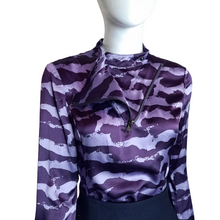 Load image into Gallery viewer, Monika Chiang Purple Cloud Print Silk Blouse