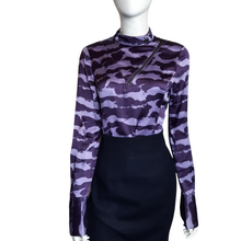 Load image into Gallery viewer, Monika Chiang Purple Cloud Print Silk Blouse