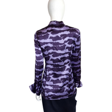 Load image into Gallery viewer, Monika Chiang Purple Cloud Print Silk Blouse