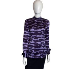 Load image into Gallery viewer, Monika Chiang Purple Cloud Print Silk Blouse