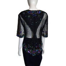 Load image into Gallery viewer, Laurence Kazar New York Beaded Bodice Blouse Size L
