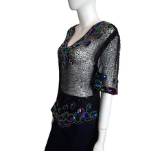 Load image into Gallery viewer, Laurence Kazar New York Beaded Bodice Blouse Size L