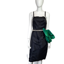 Load image into Gallery viewer, 1960s Silk Chiffon Short Draped Cocktail Dress Large Floret Silk Tafetta, sz S