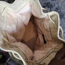 Load image into Gallery viewer, Vintage Leather and Canvas Drawstring Bucket Bag