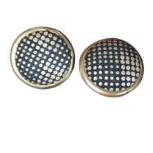 Load image into Gallery viewer, Vintage Metallic Polka Dot Clip-on Button Earrings