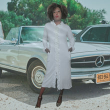 Load image into Gallery viewer, Maria Scotto Ribbed Ruffled Robe Dress Size M/L