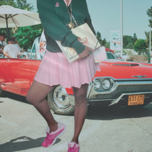 Load image into Gallery viewer, 70s Pink Cocktail Mini Dress With Pleats Size M