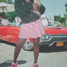 Load image into Gallery viewer, 70s Pink Cocktail Mini Dress With Pleats Size M