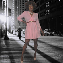 Load image into Gallery viewer, 70s Pink Cocktail Mini Dress With Pleats Size M