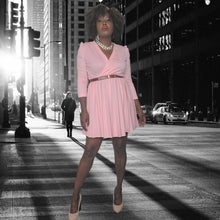 Load image into Gallery viewer, 70s Pink Cocktail Mini Dress With Pleats Size M