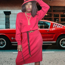 Load image into Gallery viewer, 80s Vintage Red Sweater Dress Claire Thomson Size L